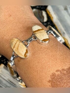 Picture Jasper Crystal Bracelet 6”- 7 1/2”